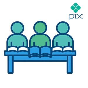 Aulas em grupo com turmas de até 5 alunos. Pagamento via Pix.